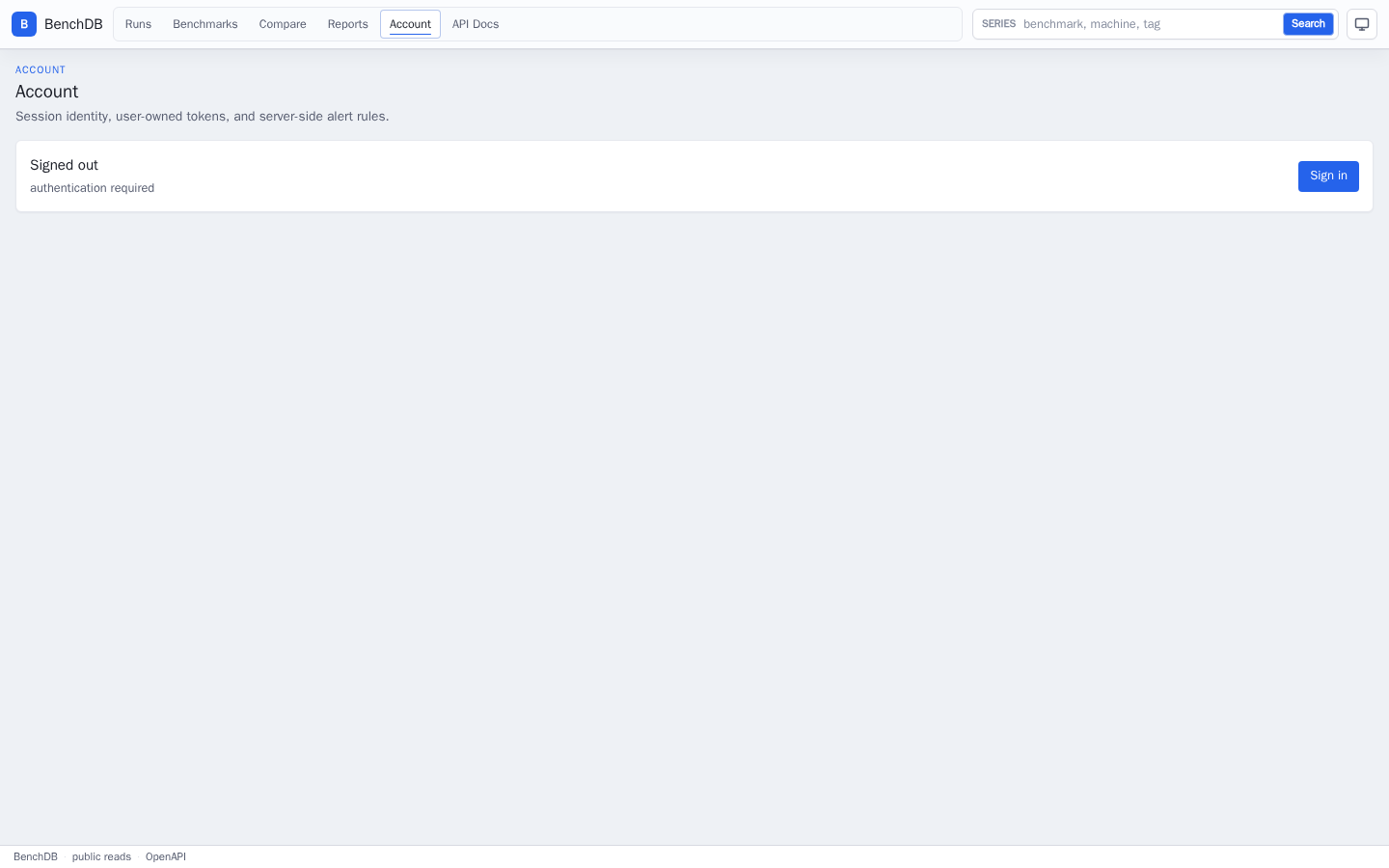 Account dashboard